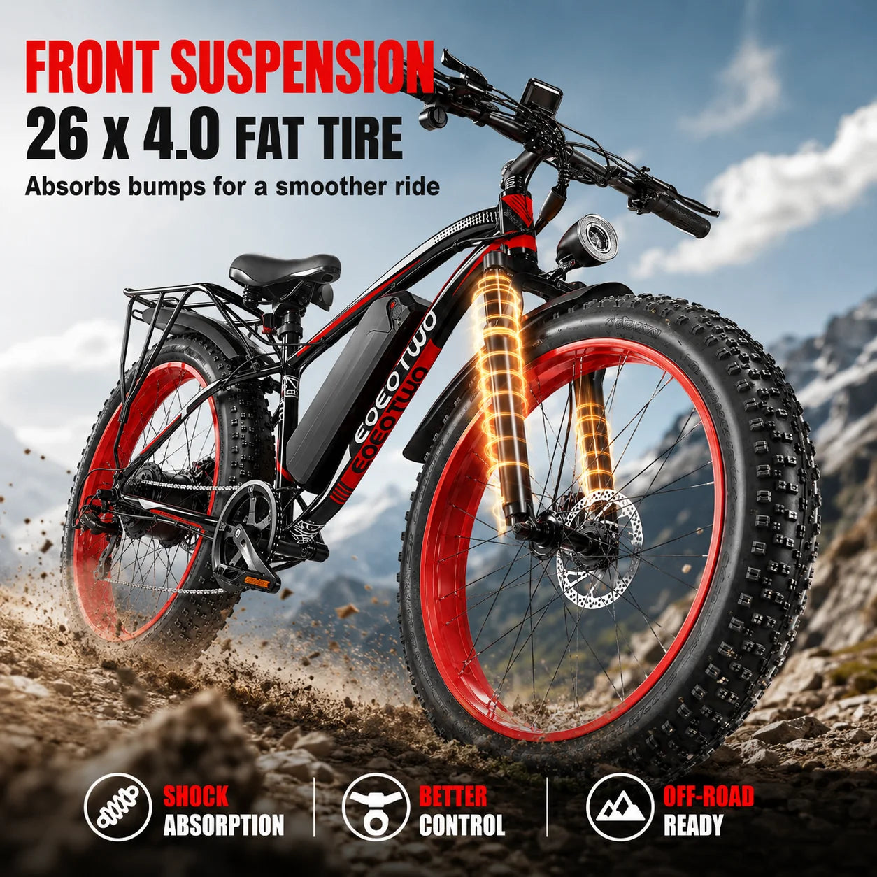 EOEOTWO 1500W Electric Bike 48V 15Ah Fat Tire E-Bike