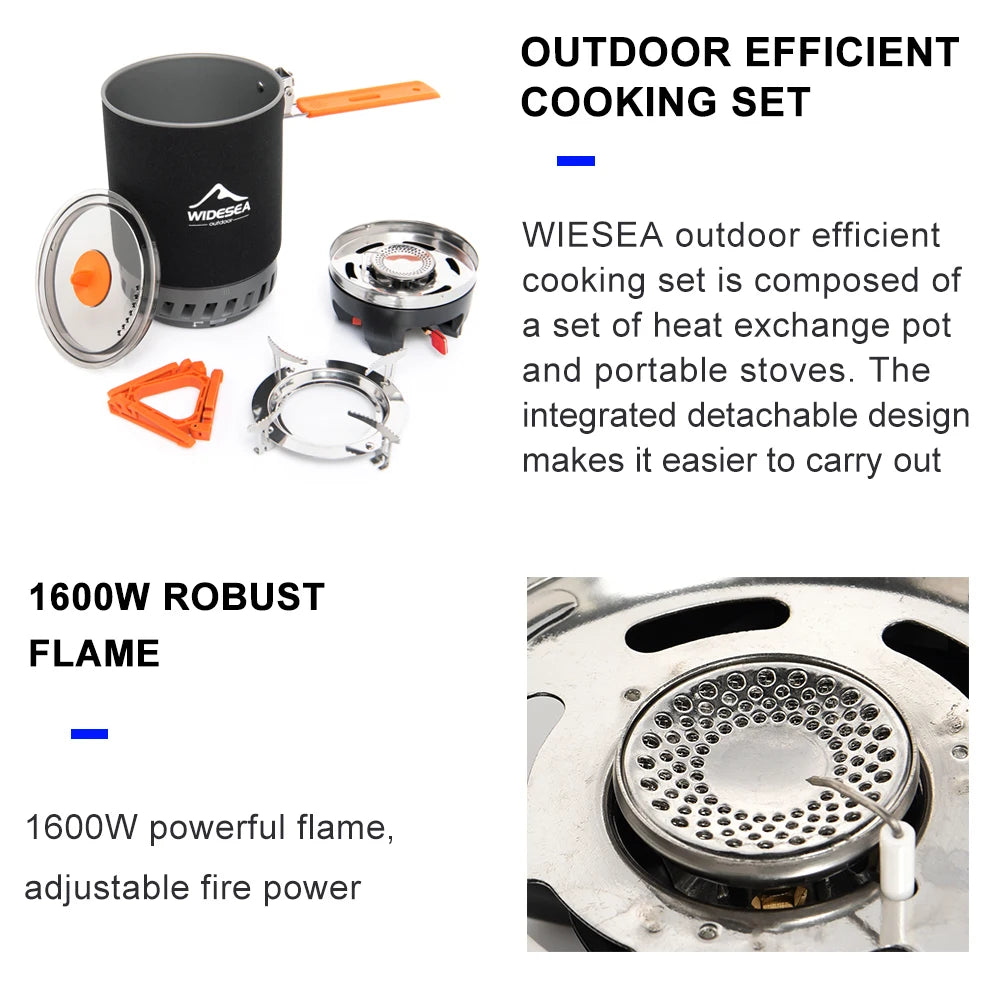 Widesea Camping Cooking System With Heat Exchanger Outdoor Gas Burner Stove