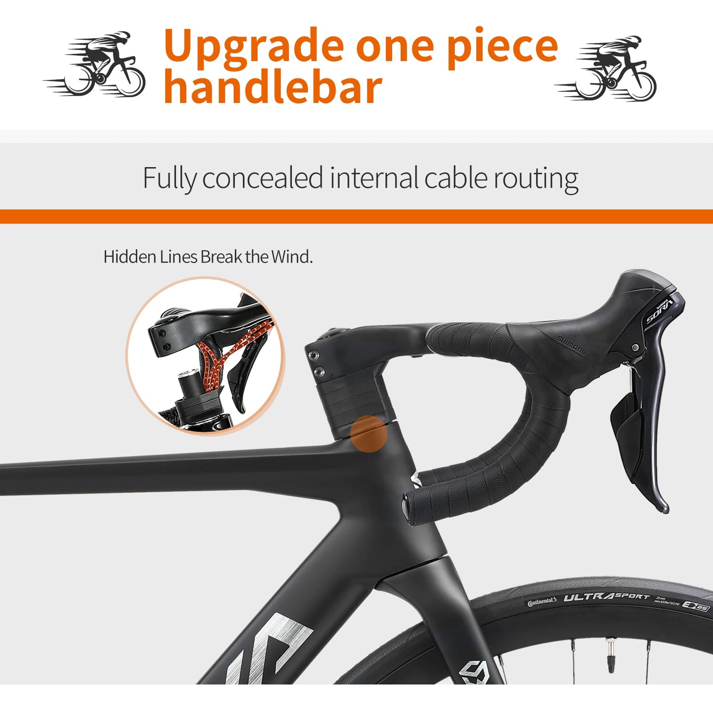 SAVA Carbon Fiber Racing Road Bicycle Integrated Handlebar