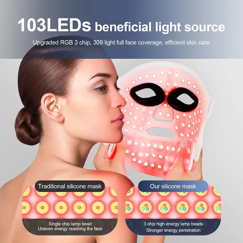 Foreverlily Silicone LED Mask With Neck Infrared Therapy 7 Colors