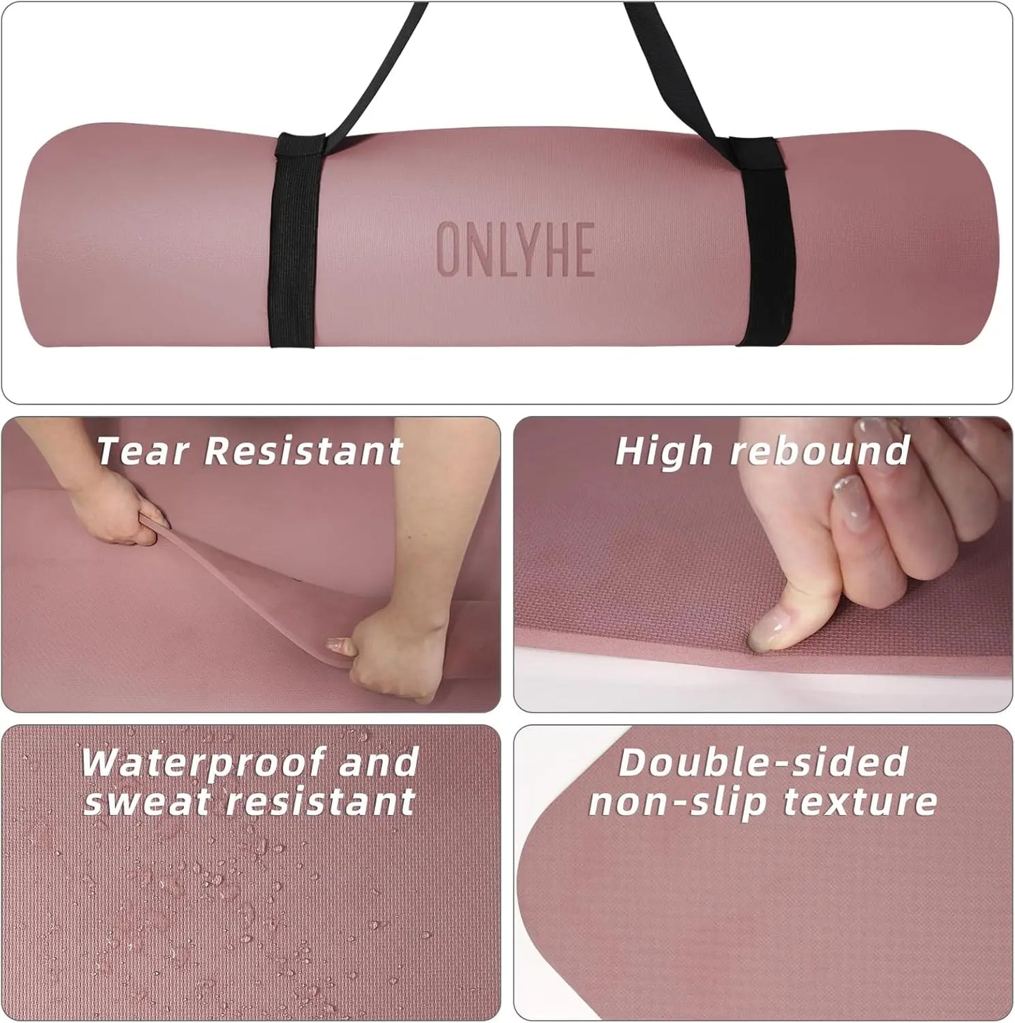 Extra Thick 8-Millimeter Yoga Mat TPE Anti Slip For Travel