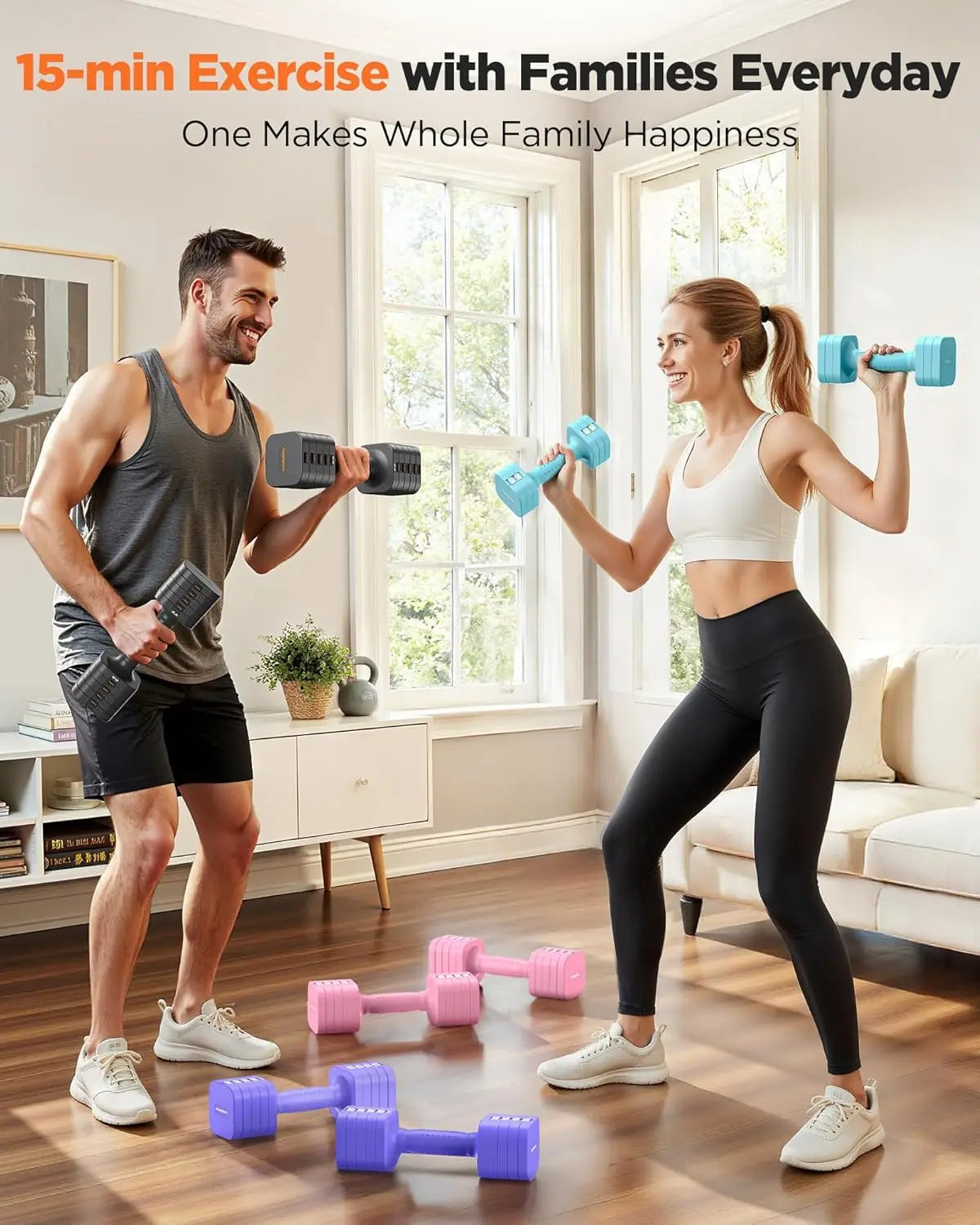 FED Fitness 5 In 1 Adjustable Dumbbells Set For Home