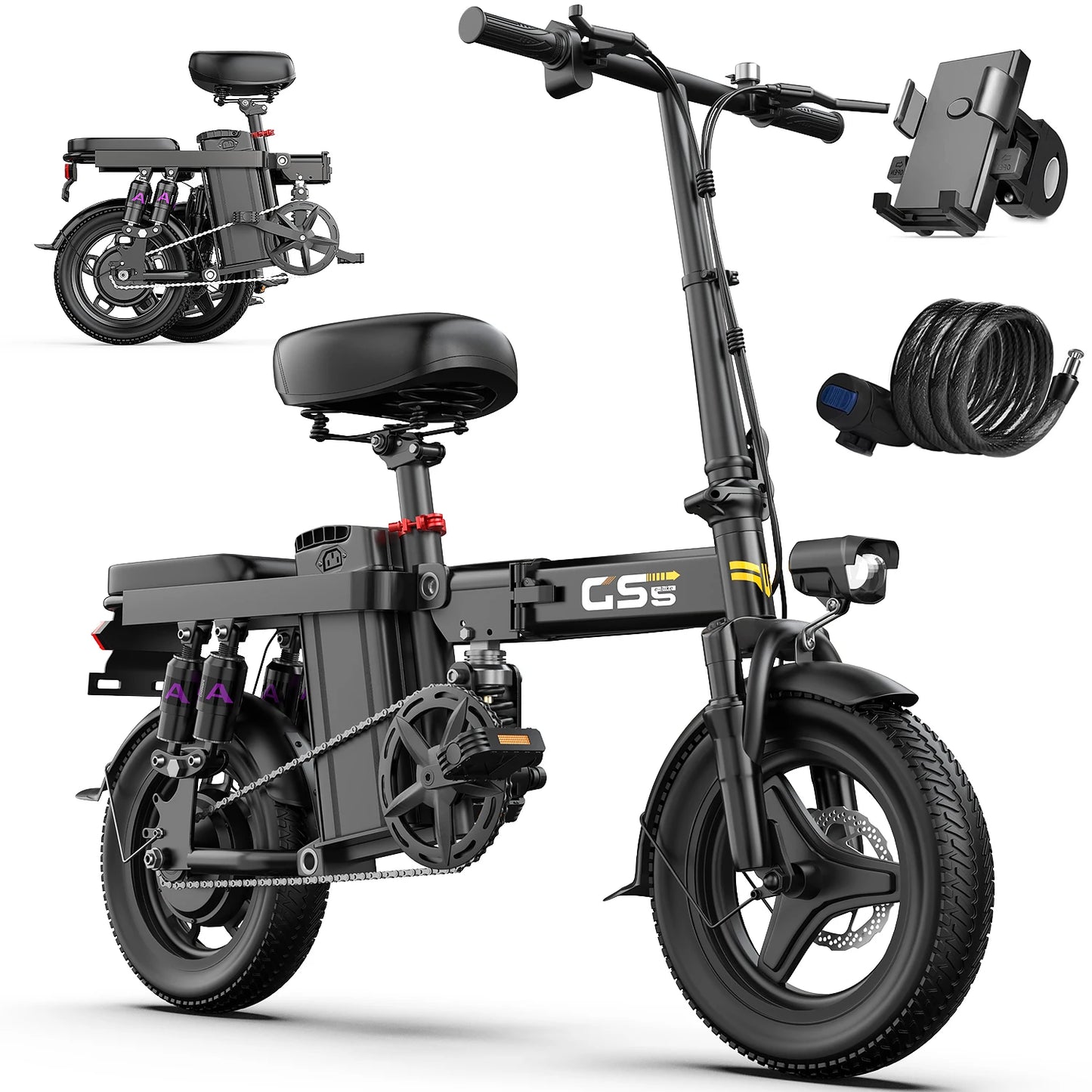 UPlee GS5 Folding Electric Bike 48V 15Ah 20 Miles Range