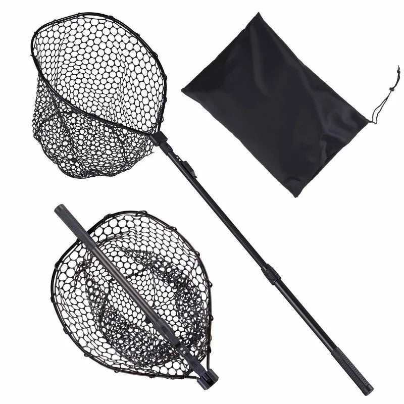 Foldable Landing Net With Telescopic Aluminum Handle For Fishing