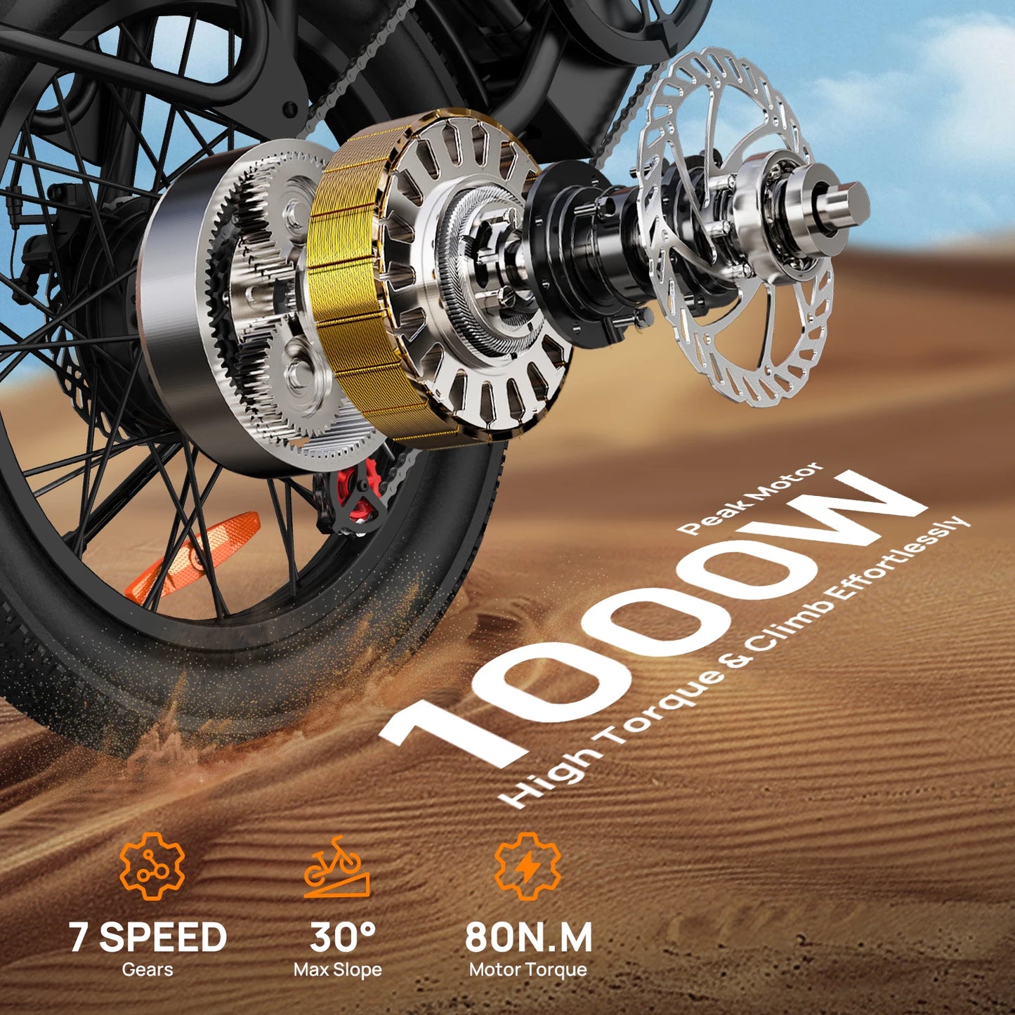 URLIFE 1000W Fat Tire Electric Bike Off Road City Commuter
