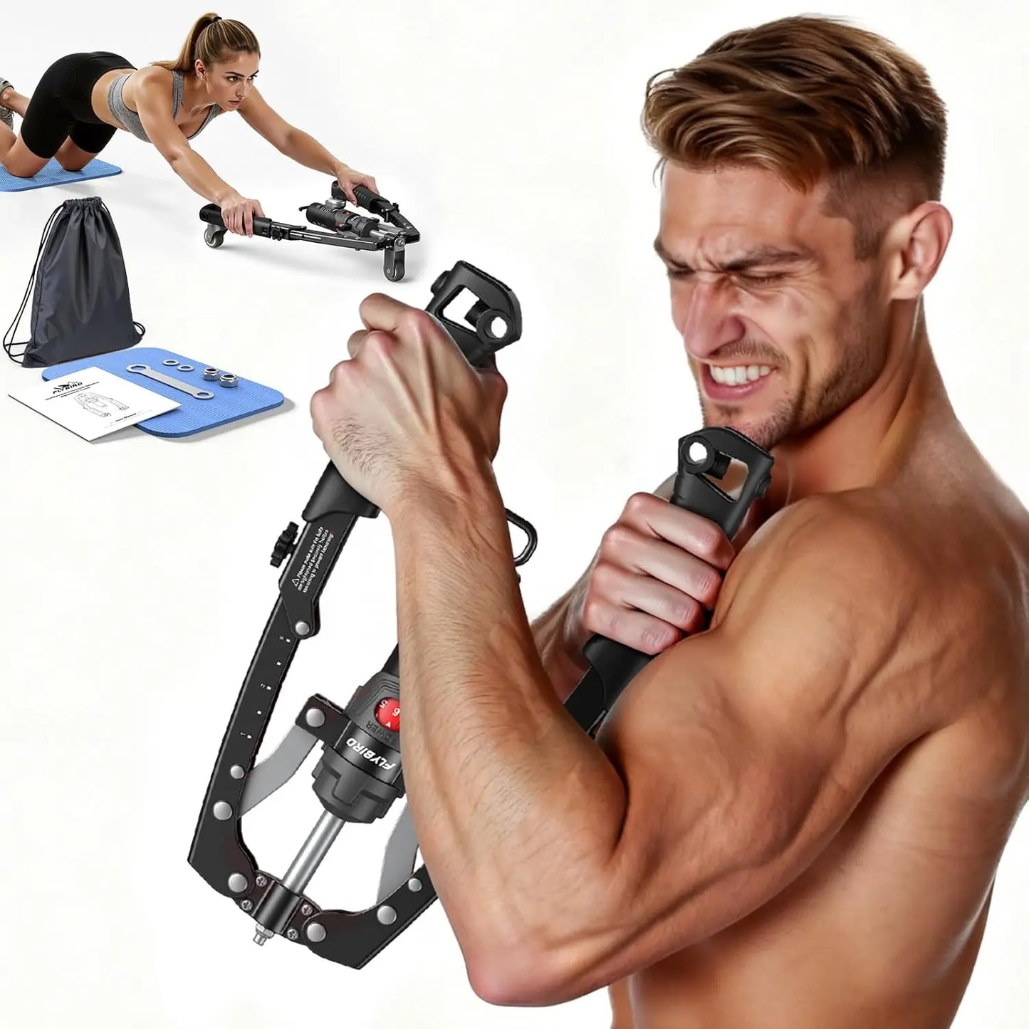 FED Fitness Arm Twister Trainer 3-in-1 With Ab Roller Wheel