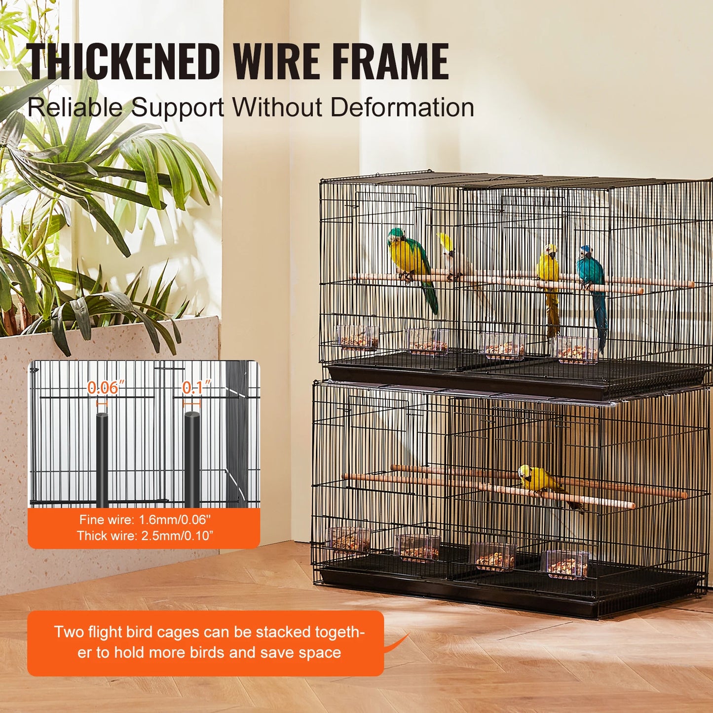 SucceBuy Travel Stackable Divided Bird Cage For Small Birds