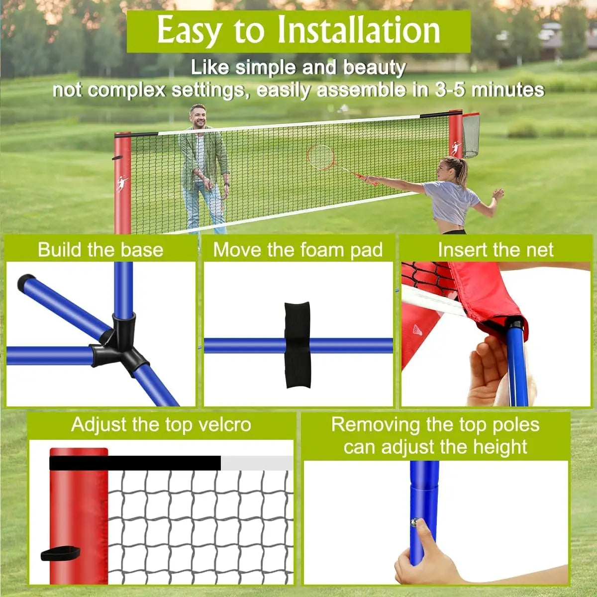 All In One Sports Net Set For Badminton Pickleball Volleyball