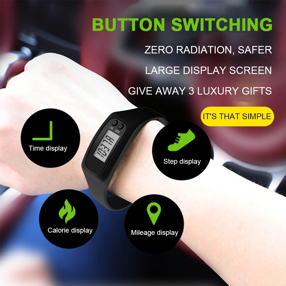 APWIKOGER LED Pedometer Fitness Bracelet With 12 24 Hour Display