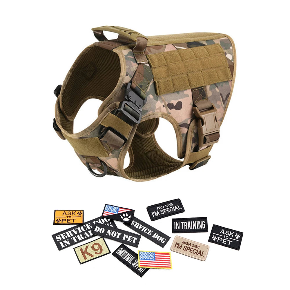 PETRAVEL Military Large Dog Harness Vest Set for Malinois Training