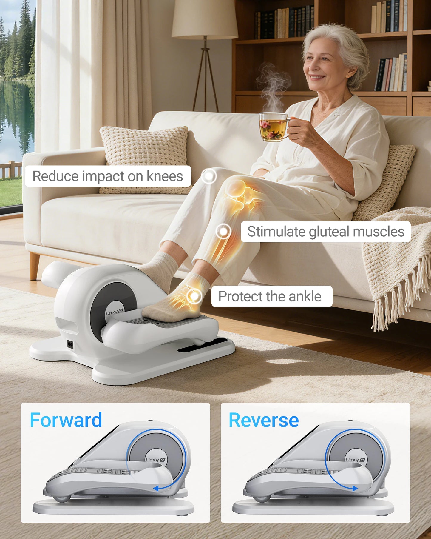 UMAY Under Desk Elliptical Pedal Exerciser With Remote Control