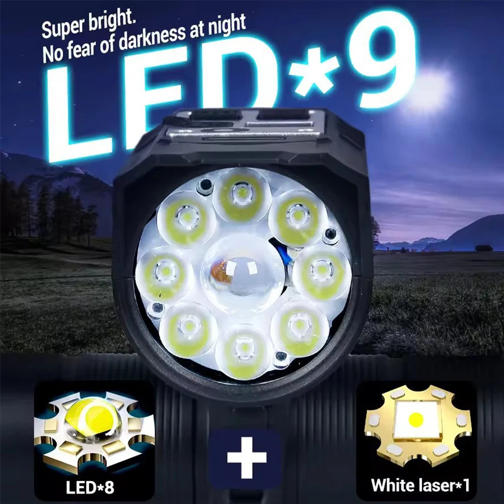 9 LED Type C Rechargeable Bike Front Light With Sensor