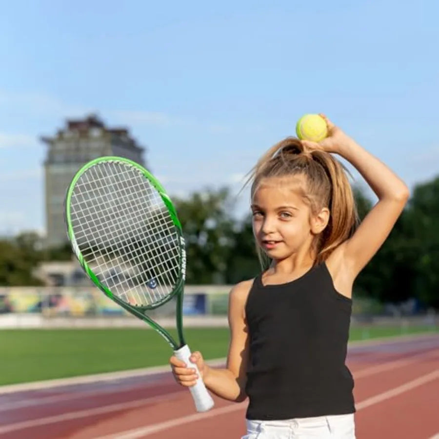 Junior Tennis Racket With Ball Carry Bag Overgrips And Dampers