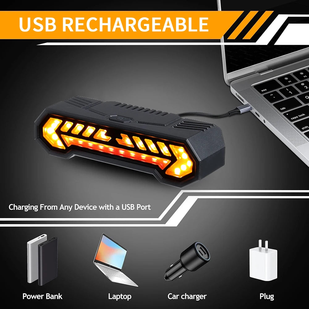 Bike Turn Signal Rear Light Waterproof Wireless Anti Theft Alarm