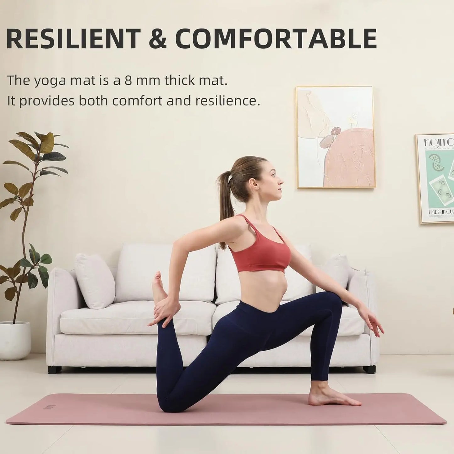 Extra Thick 8-Millimeter Yoga Mat TPE Anti Slip For Travel
