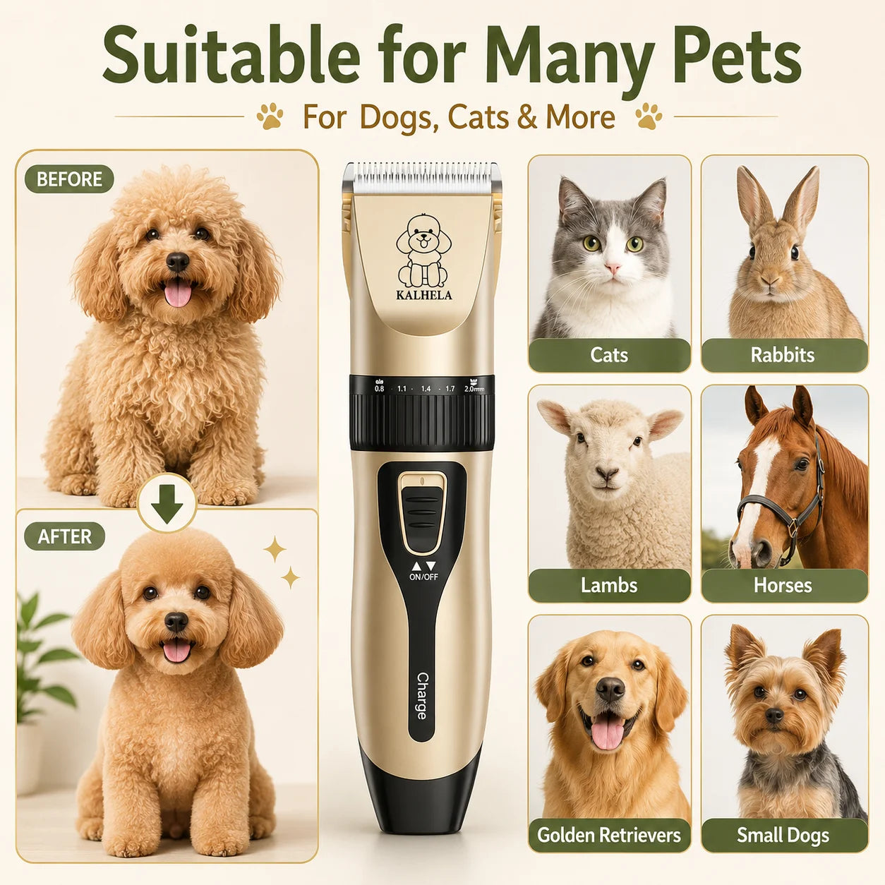 Rechargeable Professional Pet Grooming Clipper Kit With Ceramic Blade