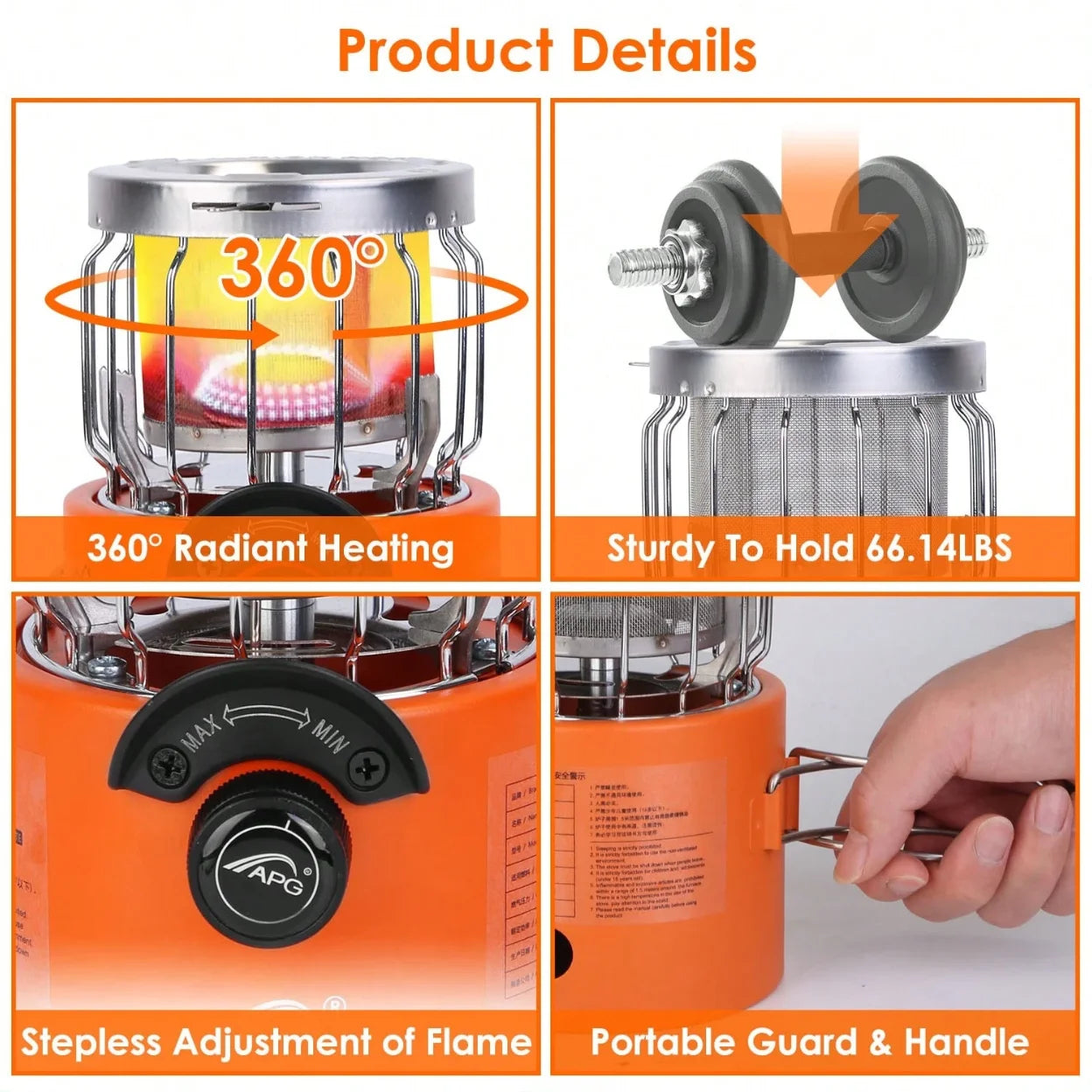 Two In One Portable Propane Heater And Stove For Camping