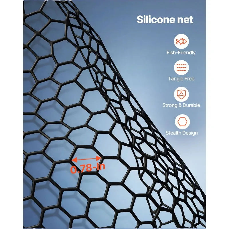 Foldable Landing Net With Telescopic Aluminum Handle And Silicone Net