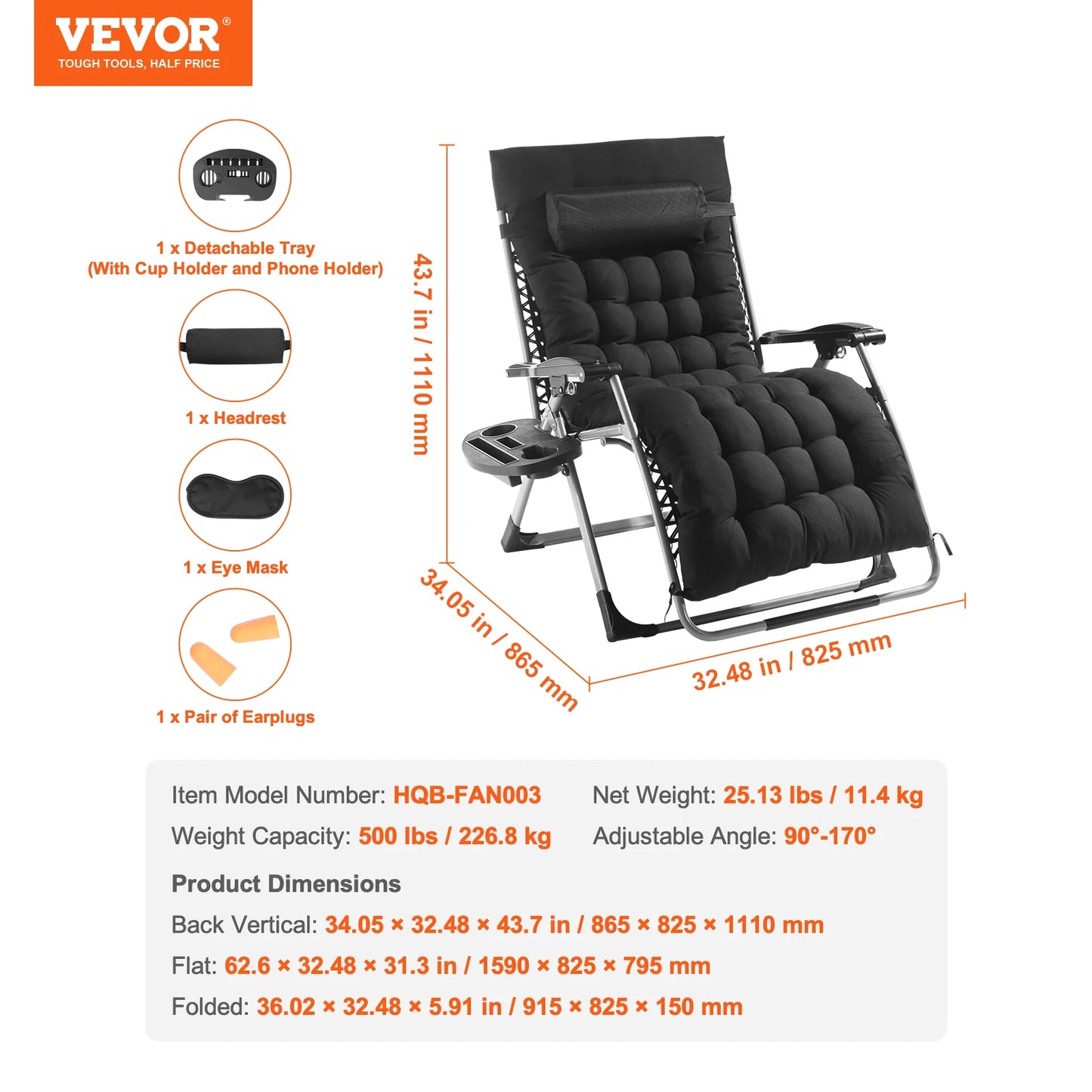 SucceBuy Zero Gravity Chair With Cushioned Footrest And Cupholder