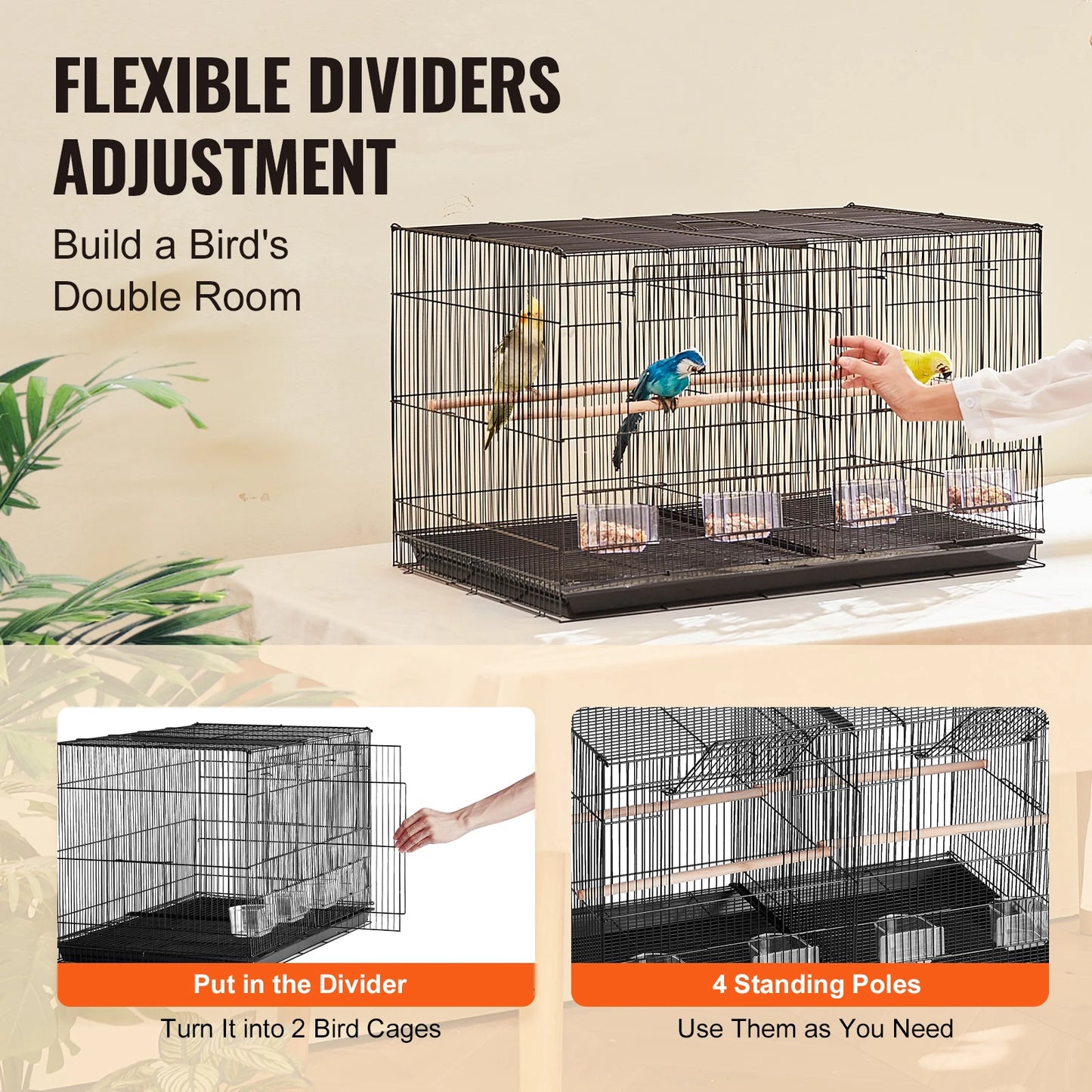SucceBuy Travel Stackable Divided Bird Cage For Small Birds