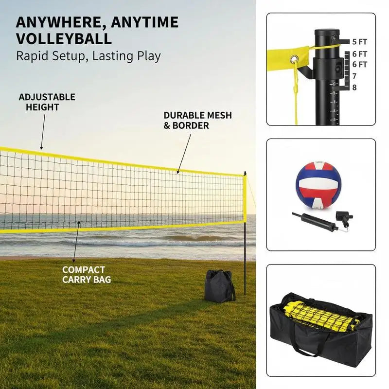 Professional Volleyball Net System With Poles And Pump