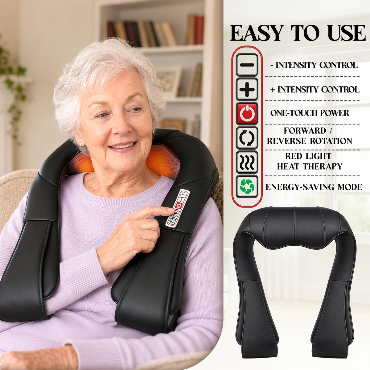 Electric Neck And Shoulder Shiatsu Massager With Heat Relaxation Aid