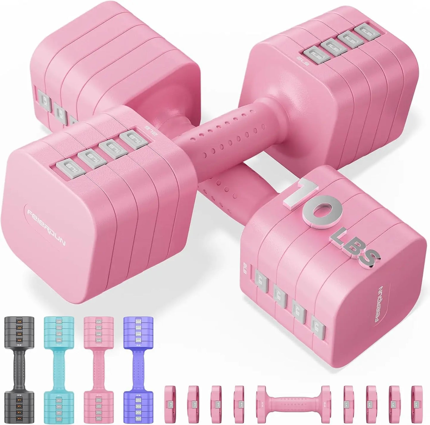 FED Fitness 5 In 1 Adjustable Dumbbells Set For Home