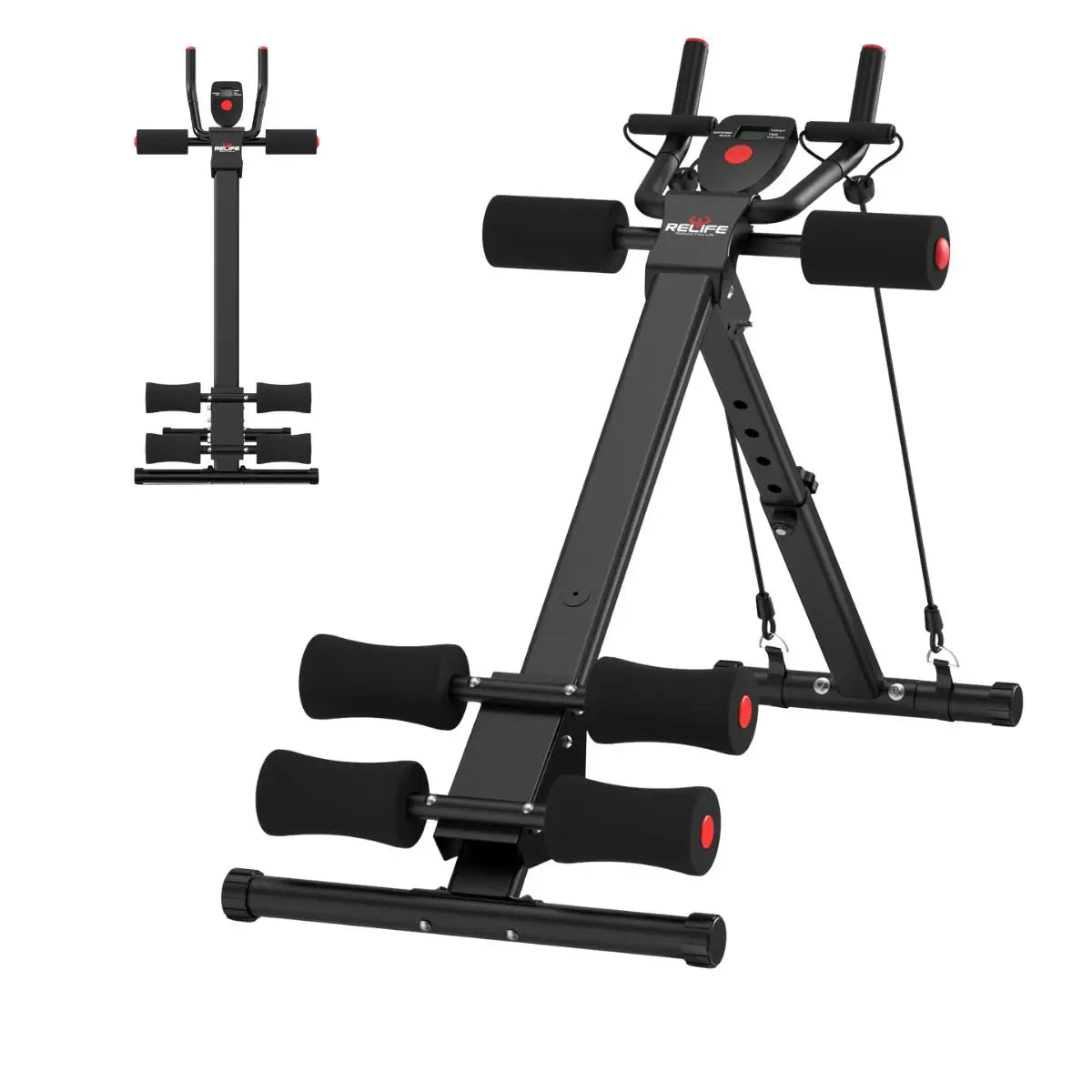 Foldable Core Abdominal Trainer With Adjustable Resistance Bands