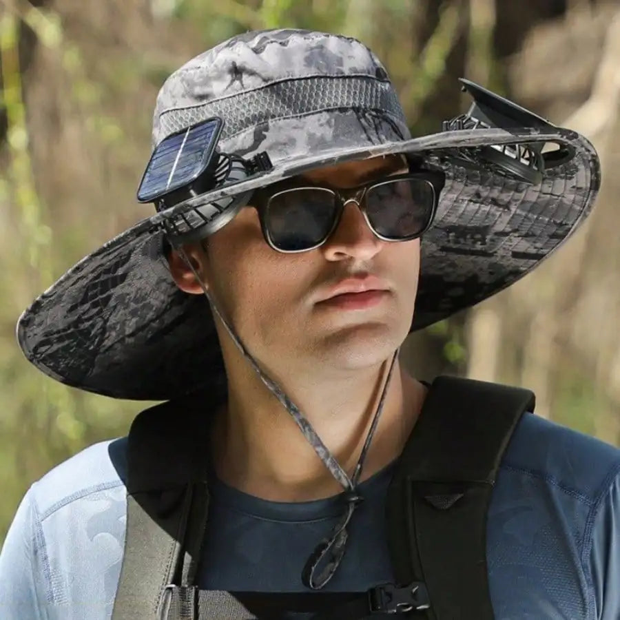 Mens Solar Powered Cooling Fishing Hat With Fan