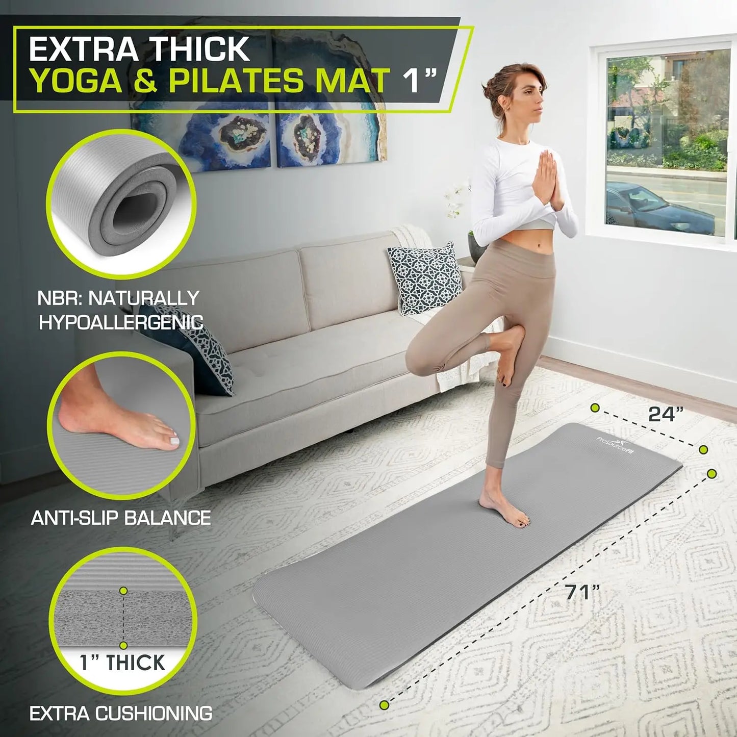Non-Slip Ultra-Comfort NBR Yoga Mat With Carrying Strap