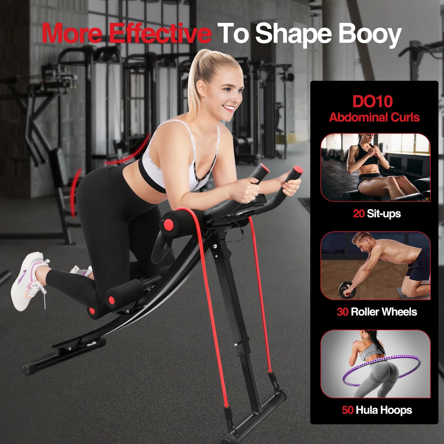 Foldable Ab Machine for Home Gym With LCD Display 440lbs