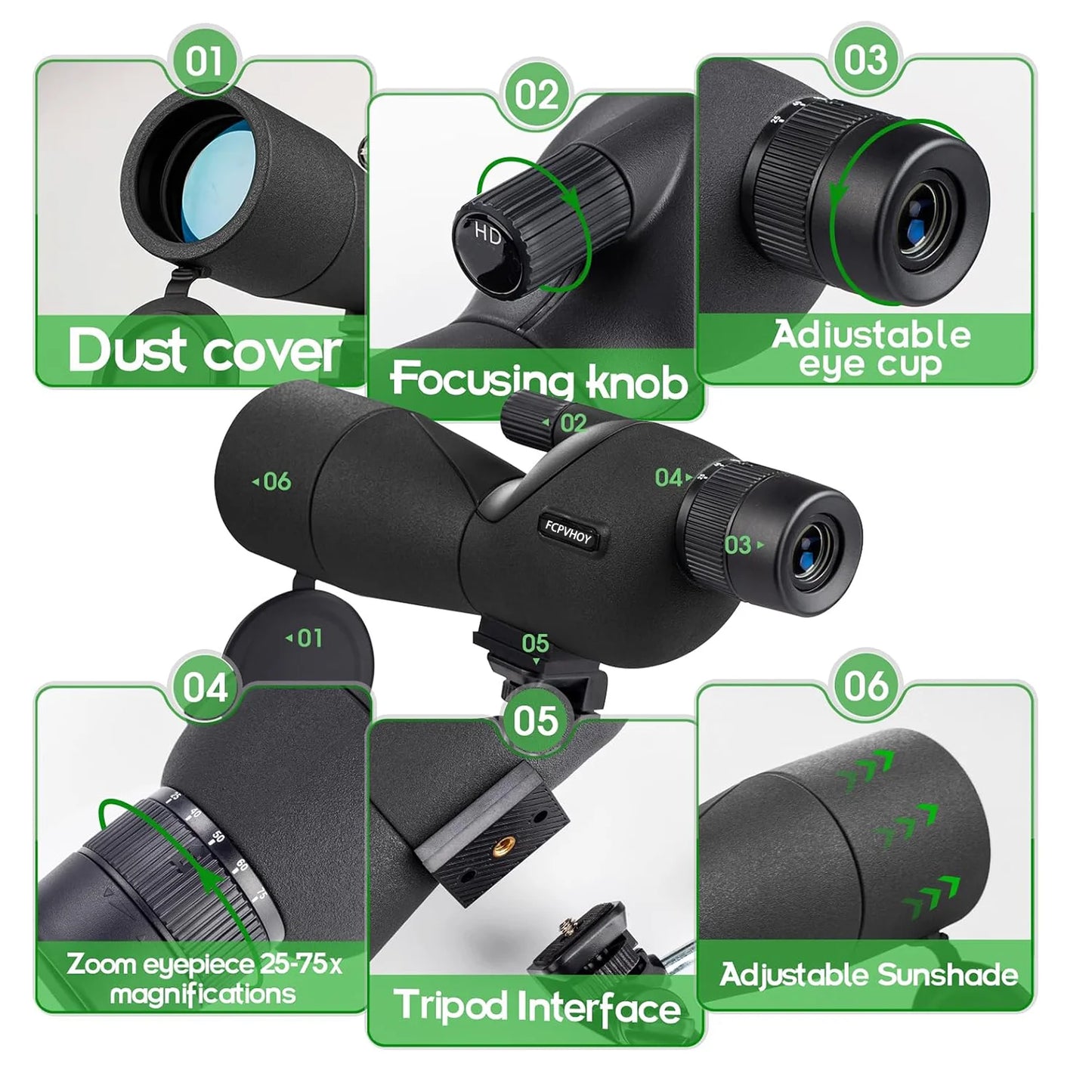 Hrvzdvw Spotting Scope For Target Shooting With Tripod Carrying Bag