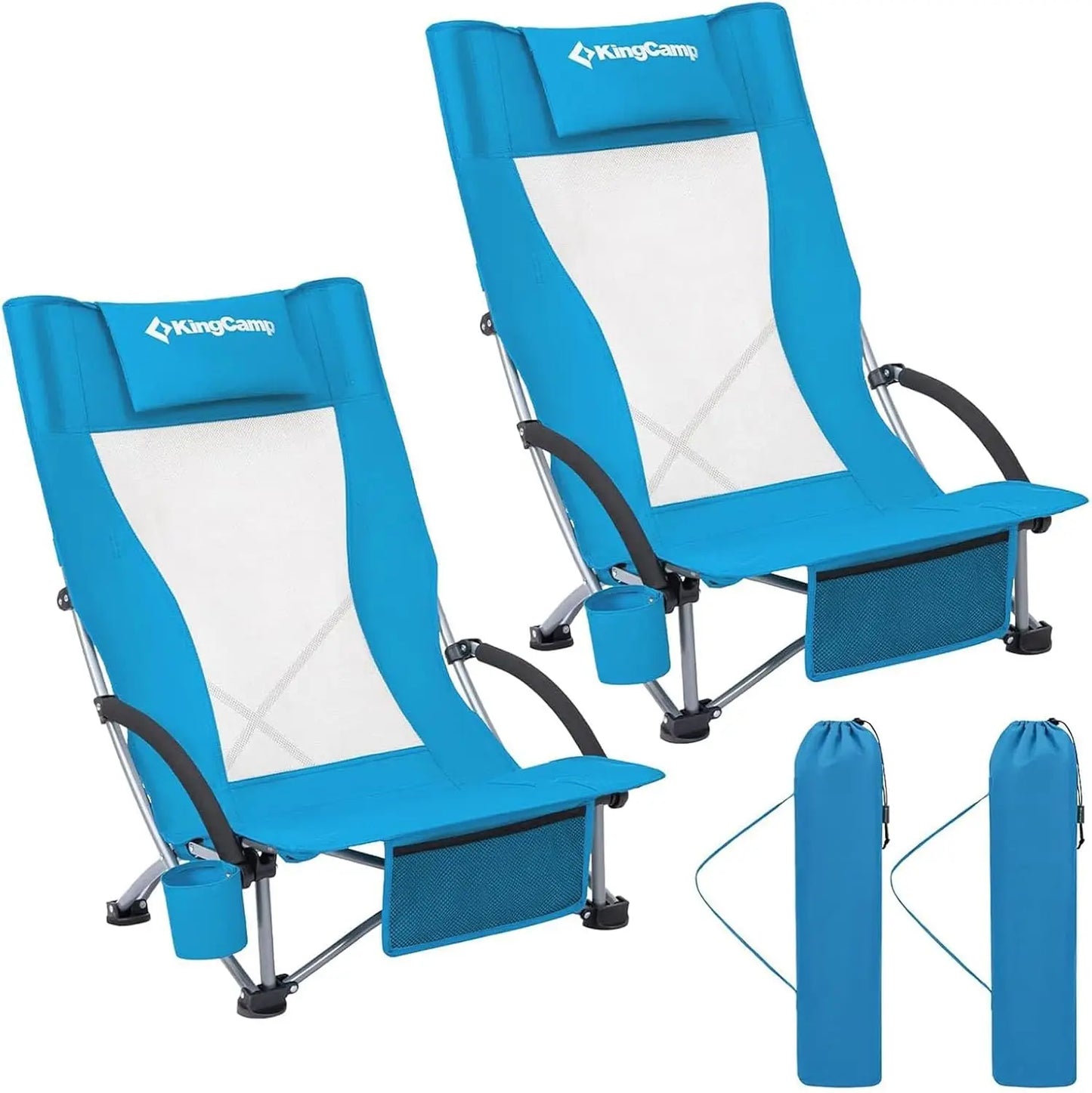 High Back Folding Camping Chair for Adults with Mesh Seat and 300lb Capacity