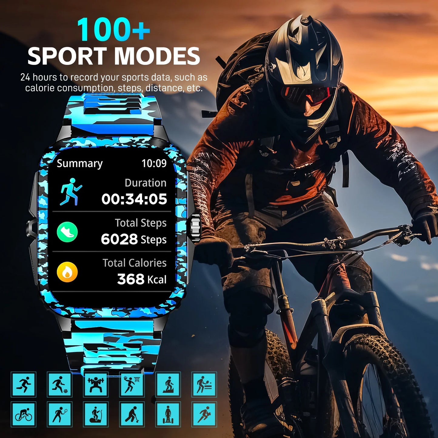 LaNikar KT71 Smart Watch 3ATM Waterproof Fitness Tracker Bluetooth