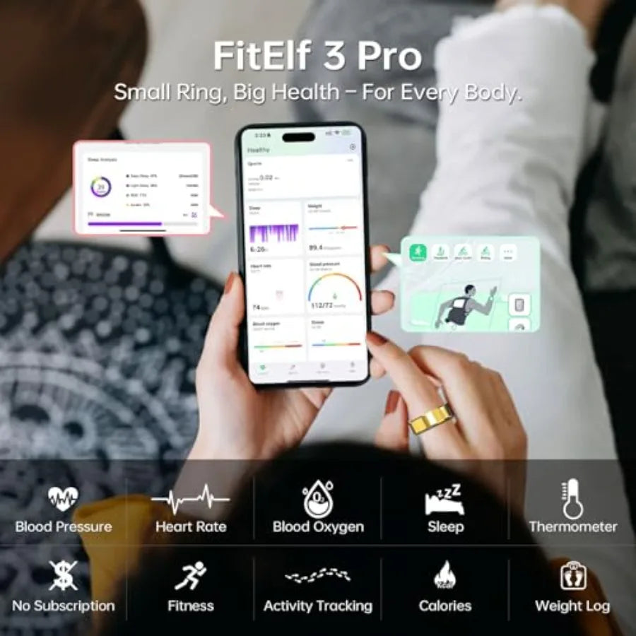 3 Pro Smart Ring Fitness Tracker With Blood Pressure Monitoring
