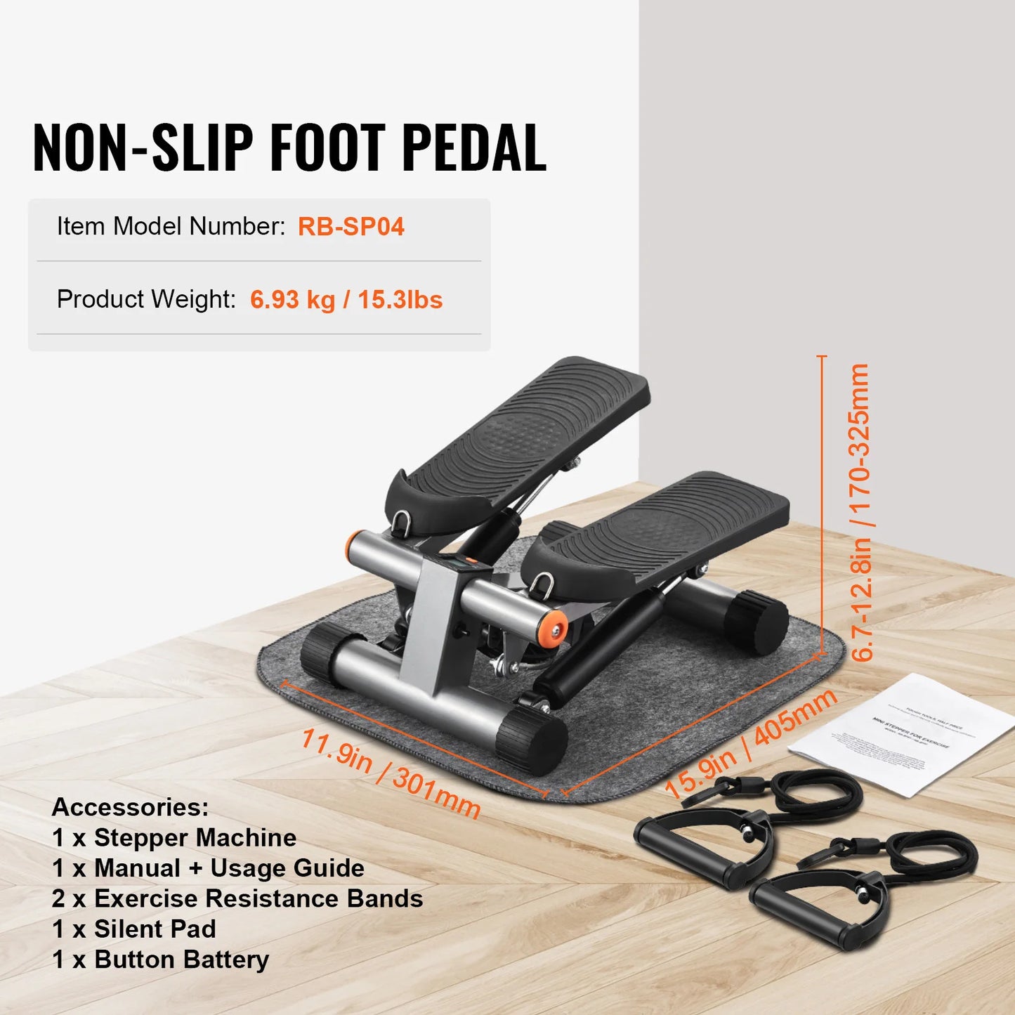 Stair Stepper Hydraulic Twist With Resistance Bands LCD Monitor