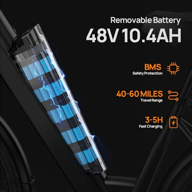 URLIFE Peak 750W Electric Bike With Removable Battery