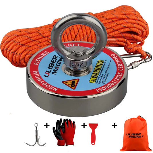 Amazing-Mag 400lbs Fishing Magnet Kit With Neodymium Ring And Rope