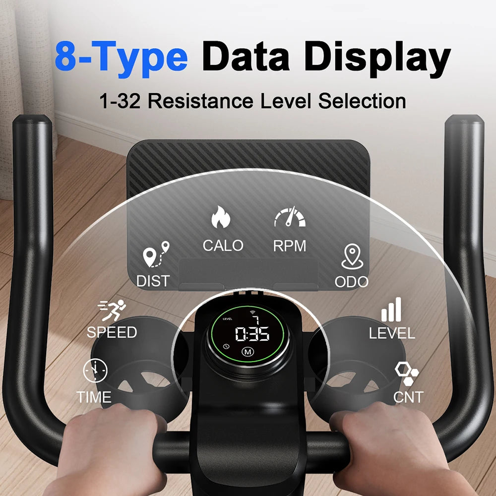 LACUFFY 32 Level Magnetic Resistance Exercise Bike for Home Workouts