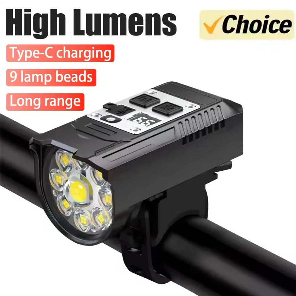 9 LED Type C Rechargeable Bike Front Light With Sensor