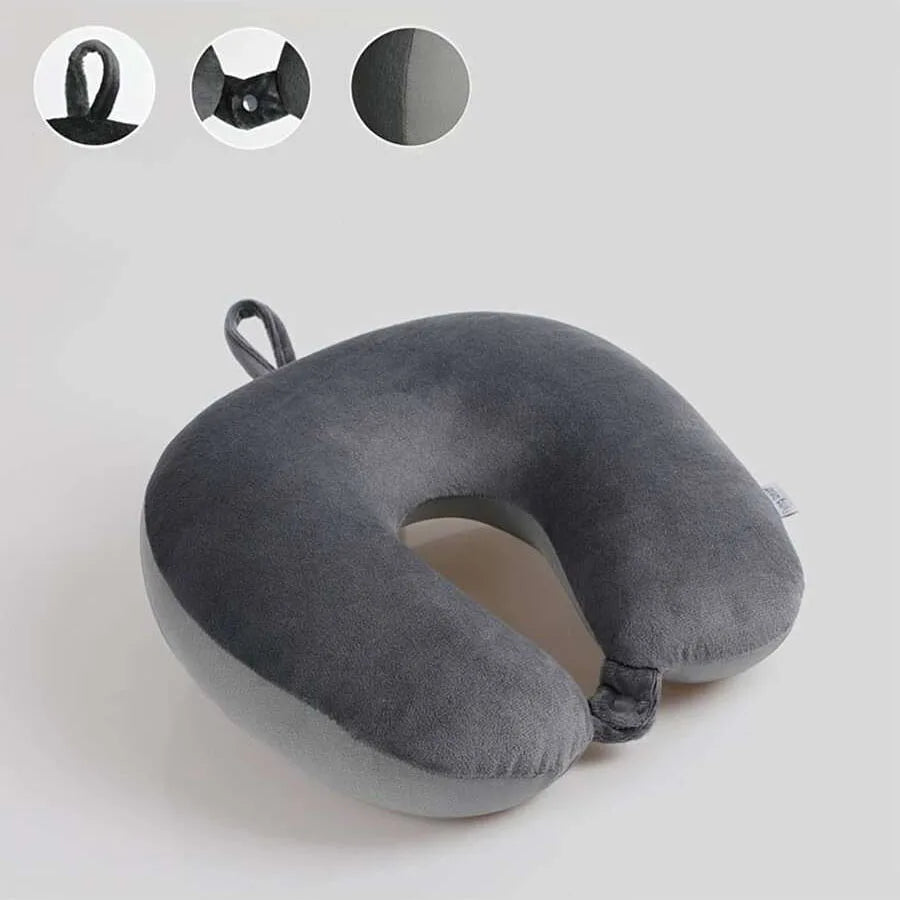 Travel Neck Pillow Foam Cushion With Snap Strap Soft Cover
