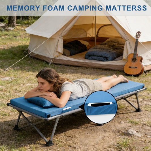 Memory Foam Camping Mattress Pad With Non Slip Bottom