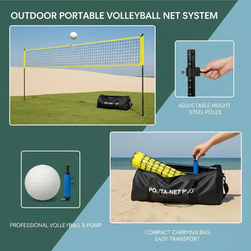 Professional Volleyball Net System With Poles And Pump