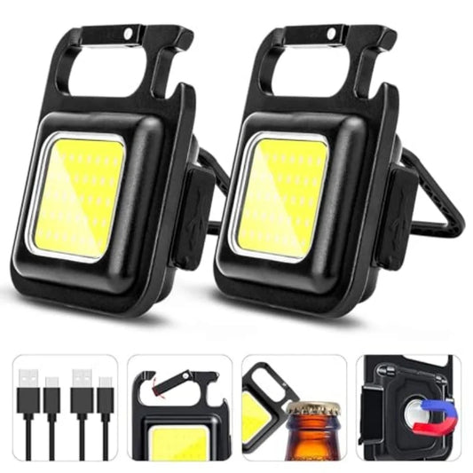 Rechargeable Mini COB Keychain Flashlight With Magnetic Base For Camping