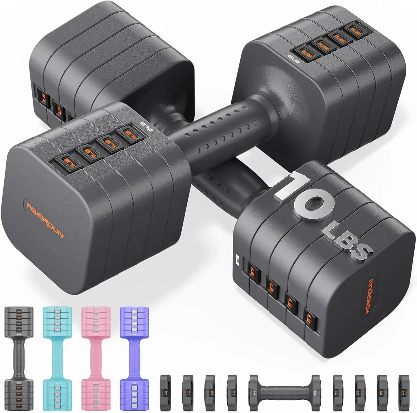FED Fitness 5 In 1 Adjustable Dumbbells Set For Home