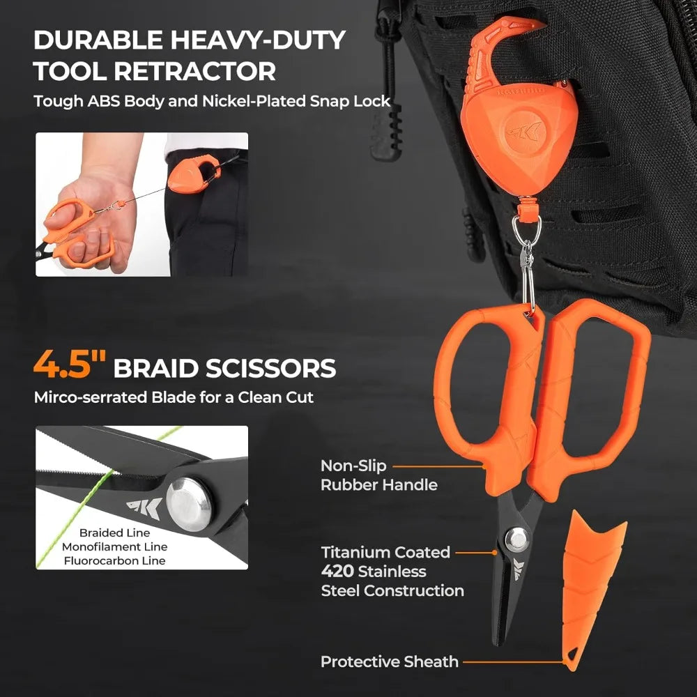 8 Piece Fishing Kit Pliers Knife Scissors Lip Gripper Retractor