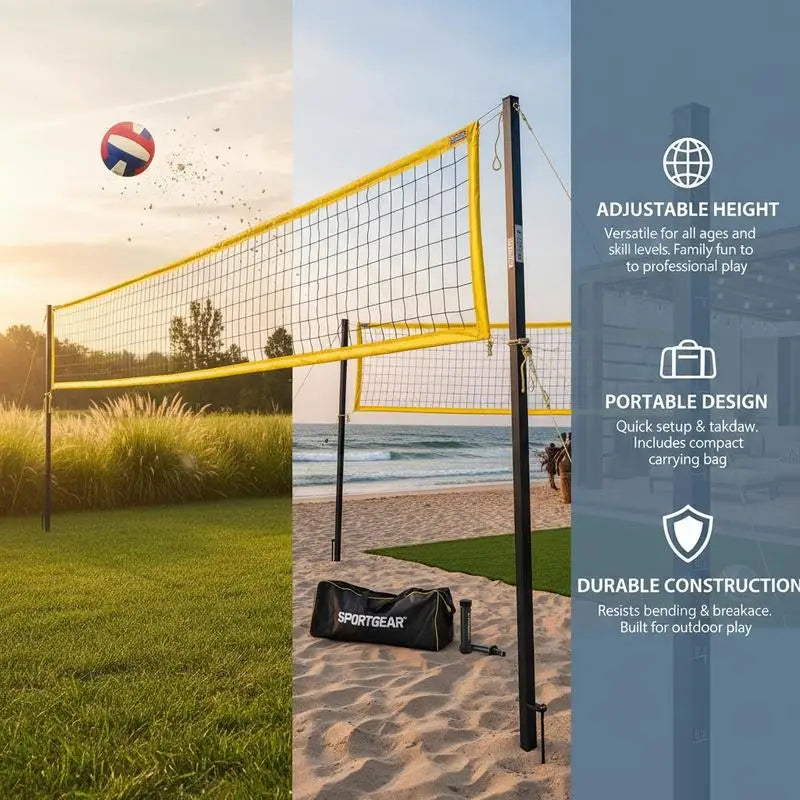 Professional Volleyball Net System With Poles And Pump