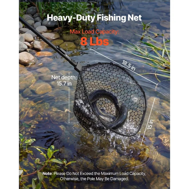 Foldable Landing Net With Telescopic Aluminum Handle For Fishing