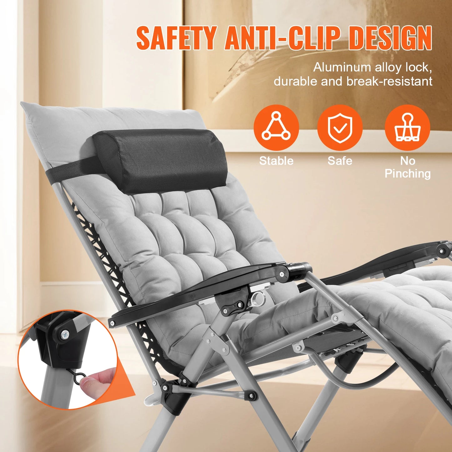 SucceBuy Zero Gravity Chair With Cushioned Footrest And Cupholder