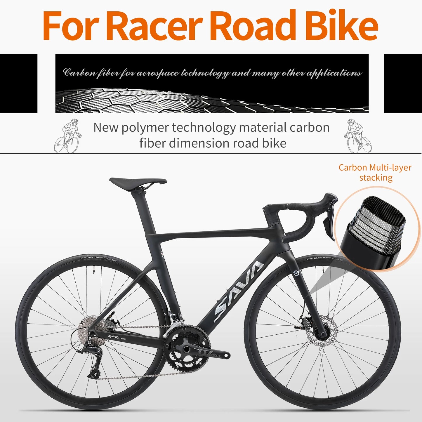 SAVA Carbon Fiber Racing Road Bicycle Integrated Handlebar